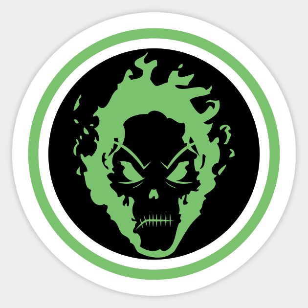 flaming skull halloween icon Sticker by CoySoup